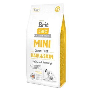 Сухий корм для дорослих собак мініатюрних порід Brit Care Mini Grain Free Hair & Skin 7 кг (8595602520244)