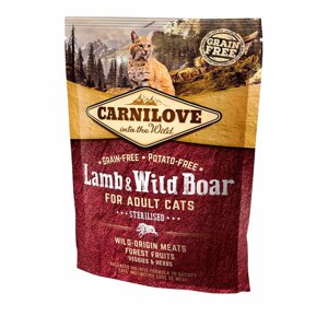 Сухий корм для дорослих стерилізованих кішок Carnilove Lamb & Wild Boar Sterilised 400 г (8595602512324)