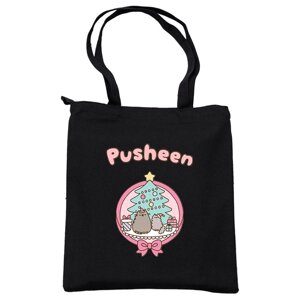 Сумка еко-шоппер 2Life Pusheen cat Кіт новий рік 35х38 см на блискавці Чорний (v-12146)