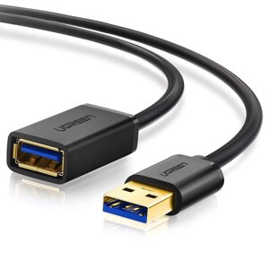 USB кабель удлинитель Ugreen USB 3.0 US129 (AM / AF штекер - гнездо, Черный, 3м)