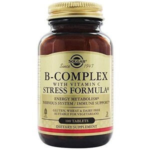 У комплекс Solgar B-Complex with Vitamin C Stress Formula 100 Tabs