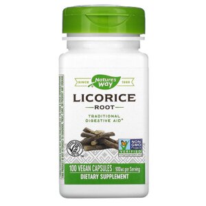 Вегетаріанські капсули Корінь Солодкі Лакриці 450 мг Licorice Root Nature's Way 100