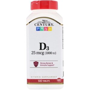 Вітамін D 21st Century Vitamin D3 High Potency 1000 IU 500 Tabs