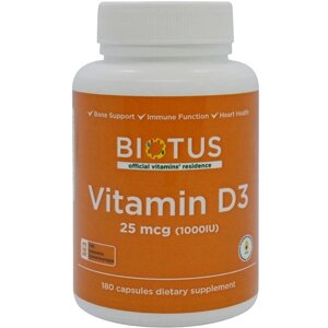 Вітамін D Biotus Vitamin D3 1000 ME 180 Caps BIO-530067