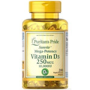 Вітамін D Puritan's Pride Vitamin D3 10,000 IU 200 Softgels