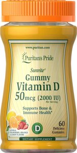 Вітамін D Puritan's Pride Vitamin D3 2000 IU 60 Gummies