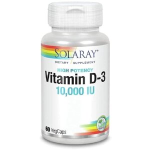 Вітамін D Solaray Vitamin D-3, 10.000 IU 60 Veg Caps SOR75250