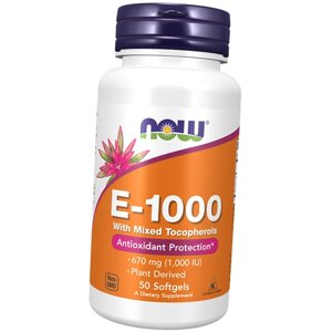 Вітамін E NOW Foods Vitamin E-1000 with Mixed Tocopherols 50 Caps