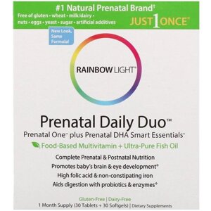 Вітамінно-мінеральний комплекс Rainbow Light Prenatal Daily Duo: Prental One + DHA 30 tab + 30 SG Tabs