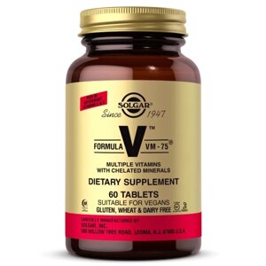 Вітамінно-мінеральний комплекс Solgar Formula V VM-75 Multiple Vitamins with Chelated Minerals 60 Veg Tabs