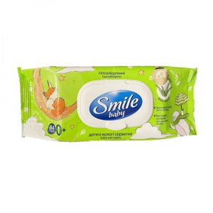 Вологі серветки Smile Baby Екстракт алое 84 шт із клапаном