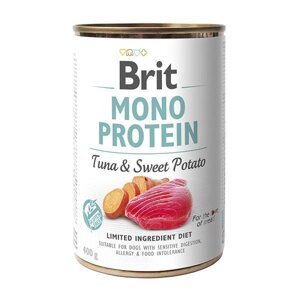 Вологий корм Brit Mono Protein для собак з тунцем та бататом 400 г (8595602529742)