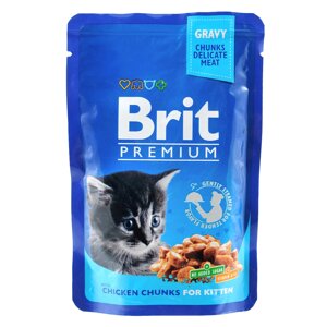 Вологий корм для кошенят Brit Premium Cat pouch павуч із куркою 100 г