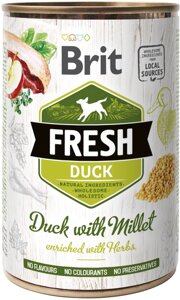 Вологий корм для собак Brit Fresh з качкою та пшоном 400 г (8595602533909)