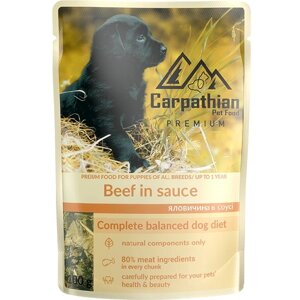 Вологий корм для собак Carpathian Pet Food JUNIOR Яловичина у соусі 100 г 24 шт