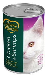 Вологий корм для дорослих кішок з куркою та креветкою Lovely Hunter Adult Chicken and Shrimps 400 г (LHU45349)