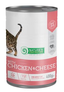 Вологий корм для дорослих кішок з куркою та сиром Nature's Protection with Сhicken & Сheese 400 г (KIK45608)