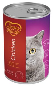 Вологий корм для дорослих кішок з куркою Lovely Hunter Adult with chicken 400 г (LHU45613) (4771317456137)