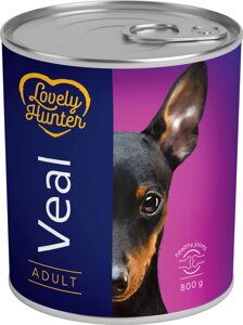 Вологий корм для дорослих собак з телятиною Lovely Hunter Adult veal 800 г (LHU45353) (4771317453532)