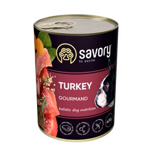 Вологий корм Savory для дорослих собак з індичкою 400 г (4820232630518)