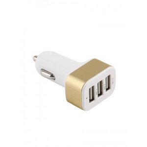 Зарядний пристрій Car 11582 автомобільне квадрат 3USB 3.1A Gold White (av135-hbr)