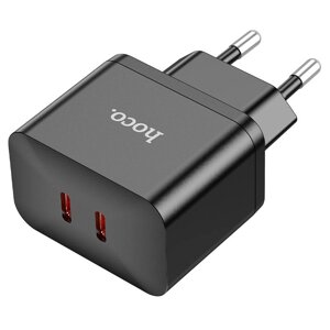 Зарядний пристрій Hoco N29 Triumph wall charger dual Type C 35W output EU plug Чорний