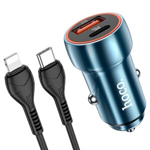 Зарядний пристрій з кабелем Hoco Z46A Type C 20W та USB 18W 1 м Type-C на Lightning Blue