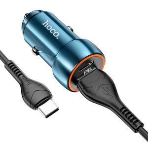 Зарядний пристрій з кабелем hoco. Z46A Type C 20W та USB 18W 1 м USB на Type-C Blue