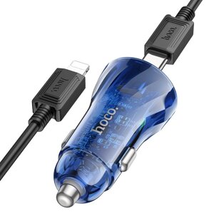 Зарядний пристрій з кабелем Hoco Z47A Transparent Discovery Edition Type-C 30W та USB 18W 1 м для Type C на Lightning