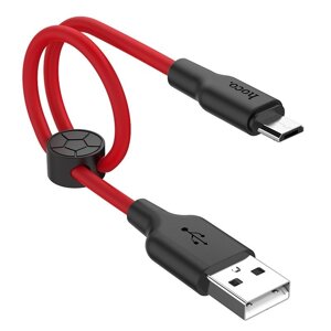 Зарядний дата кабель hoco. X21 Plus USB на Micro-USB 2.4A OD=3.5 mm 0.25 м Червоно-чорний