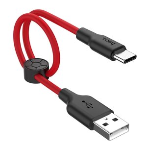 Зарядний дата кабель hoco. X21 Plus USB на Type-C 2.4A OD=3.5 mm 0.25 м Червоно-чорний