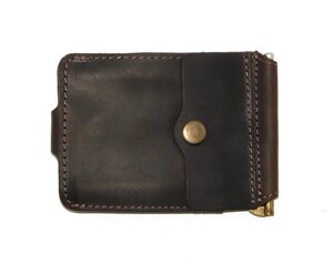 Затискач для грошей DNK Leather DNK Затискач-H дрібниця col. F 8,0*11,0*1,5см Темно-коричневий