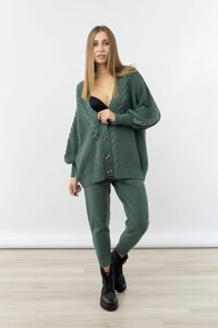 Жіночий костюм із брюками one size оливковий Rey ЦБ-00233465