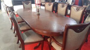 Великий обідній стіл з масиву гевеї для вітальні або кухні в класичному стилі Братислава Sof, колір горіх
