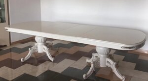 Великий обідній стіл Софія 818 Sof, колір білий + патина шампань
