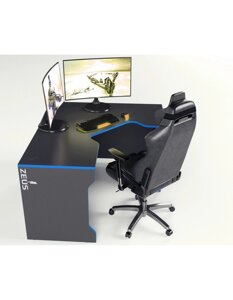 Геймерський стіл ZEUS Tron-2 , колір чорний\синій