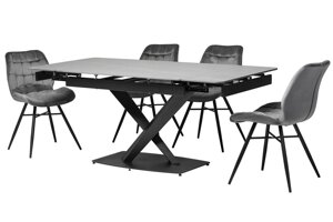Керамічний стіл розкладний на металевій ніжці TML-809 Vetro, колір айс грей