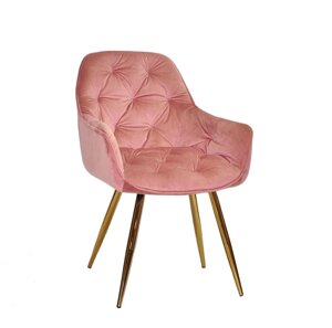 Крісло м'яке з підлокітниками на металевих ніжках для дому / офісу CHIC GD оксамит, колір фрез PH - 603