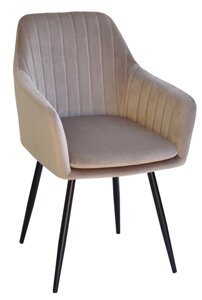 Крісло м'яке з підлокітниками на металевих ніжках для дому / офісу в сучасному стилі VITO оксамит, колір бежевий OR-