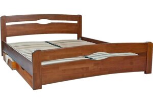 Ліжко односпальне дерев'яне з ящиками Кароліна Мікс меблі, колір світлий горіх, розмір спального місця 90x200