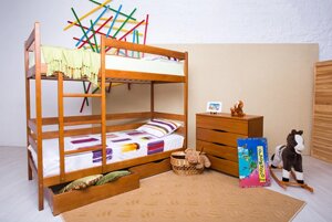 Ліжко двоярусне дерев'яне Дісней з ящиками Mix, колір на вибір 900*2000