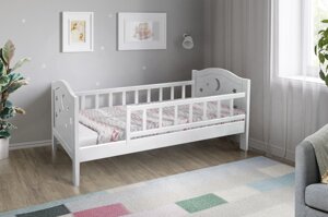 Ліжко дитяча з двома бортиками безпеки з масиву сосни Тоскана (філенка) Мікс меблі, колір білий
