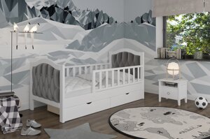 Ліжко дитяче з м'яким узголів'ям ТОСКАНА 2 МІНІ з двома бортиками Artwood, колір білий