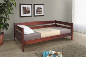 Ліжко односпальне з масиву сосни ЛЬОВА Мікс меблі, колір темний горіх