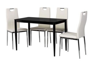 Обідній нерозкладний прямокутний стіл, стільниця глянсове скло Т-300-11 Vetro, колір чорний