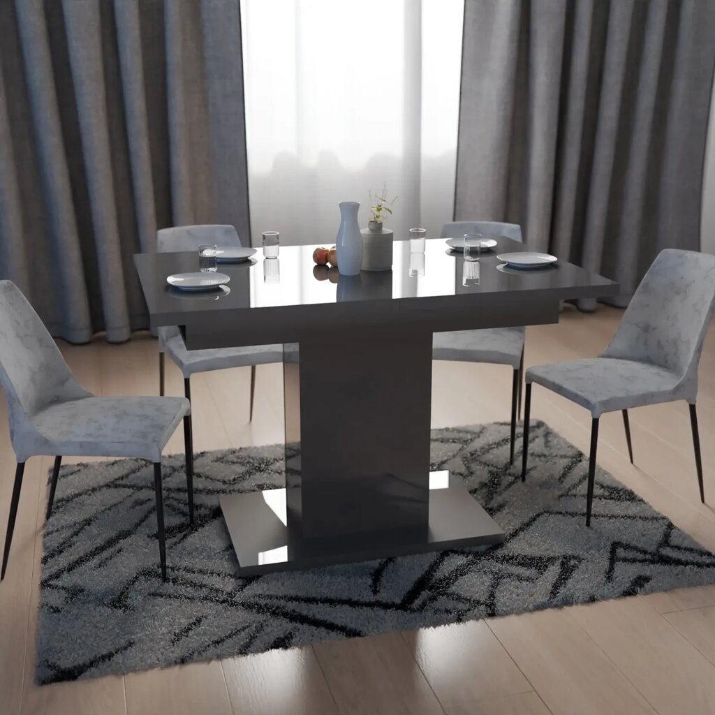 Обідній розсувний стіл ТВІСТ МДФ Neman, колір сірий глянець від компанії Інтернет каталог меблів - Меблі Всім - фото 1