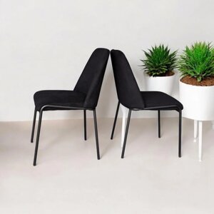 Стілець обідній оббивка вельвет LIBERTY Evrodim, колір BLACK , ніжки чорні