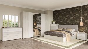 Спальня в сучасному стилі Ромбо 4Д Світ меблів, колір аляска/моноліт