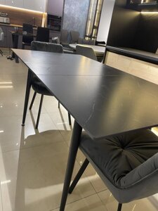 Стіл обідній розкладний керамічний DETROIT T7128A-1620 матовий ceramic SASBIAN black Evrodim