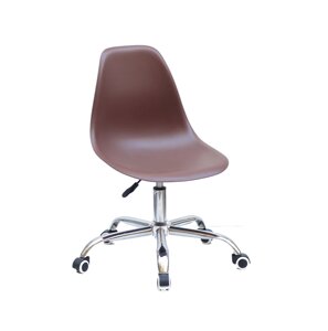 Крісло офісне на колесах комп'ютерний пластиковий стілець Nik Office, колір коричневий 120